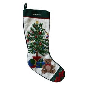 NEEDLEPOINT Christmas Angel Needlepoint Harp Stocking JENNIFER Personalized.